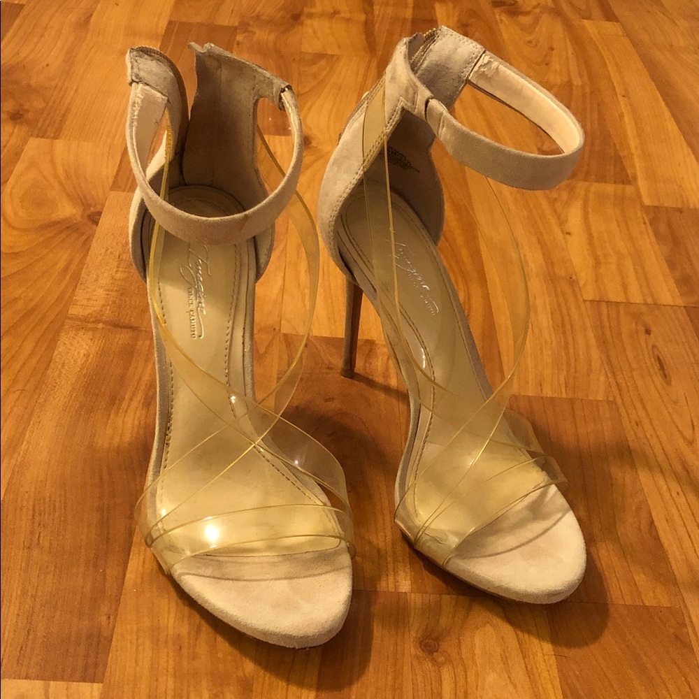 Vince Camuto Nude Heels with Clear Straps